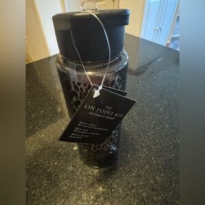 NWT VS Black Leopard Print Water Bottle/w Sweat Rag and Hair Ties.